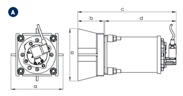 PS型气动振动器（筒仓壁厚≤3mm）尺寸图