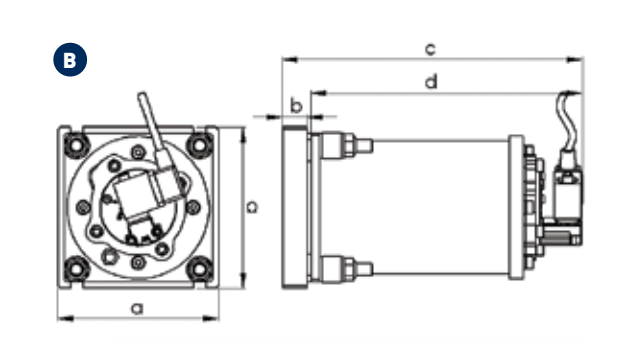 PS型仓壁振动器（筒仓壁厚>3mm）尺寸图